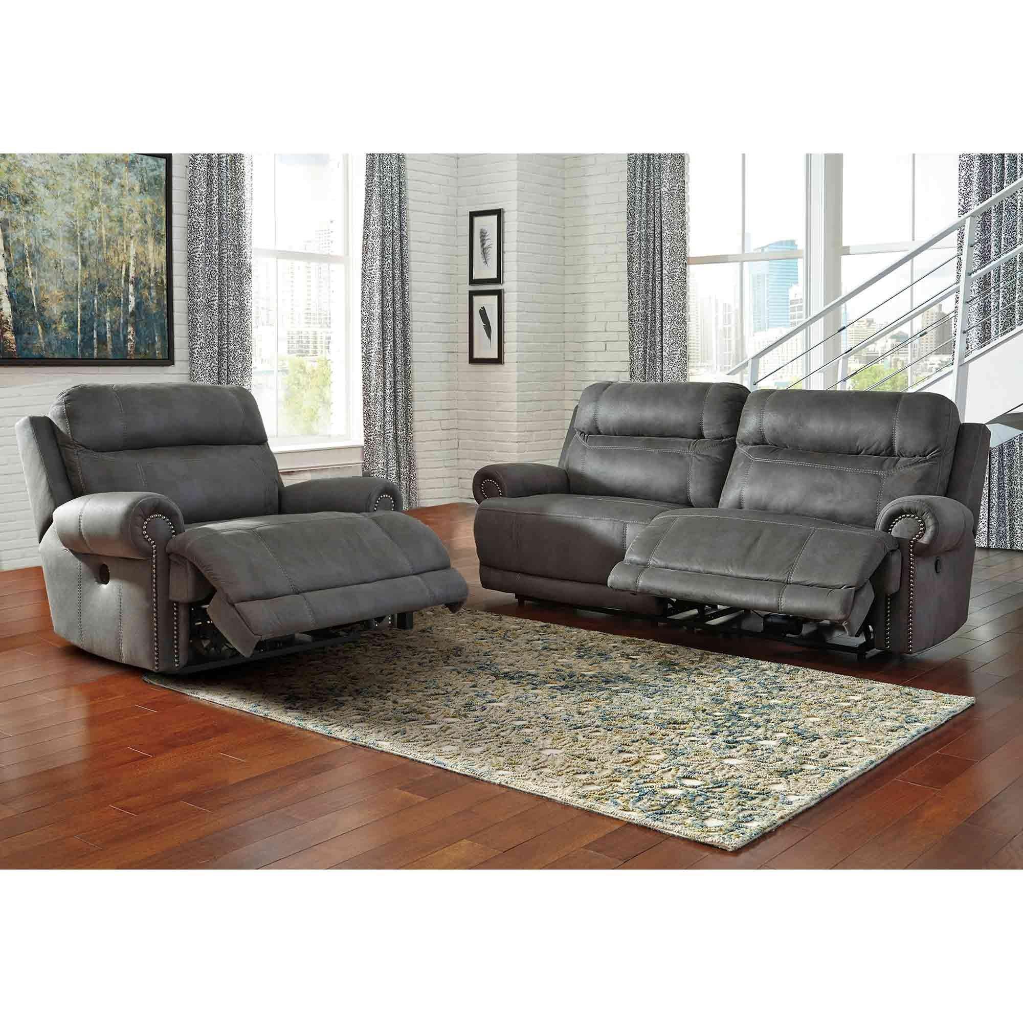 Rent to Own Ashley 2 Piece Austere Reclining Sofa Recliner